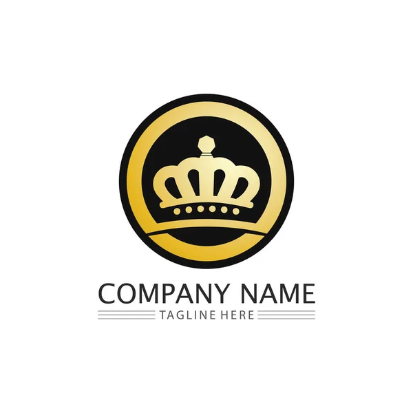 冠冕标志国王标志女王标志 模板矢量图标设计帝国 成功标志企业 — 图库矢量图片