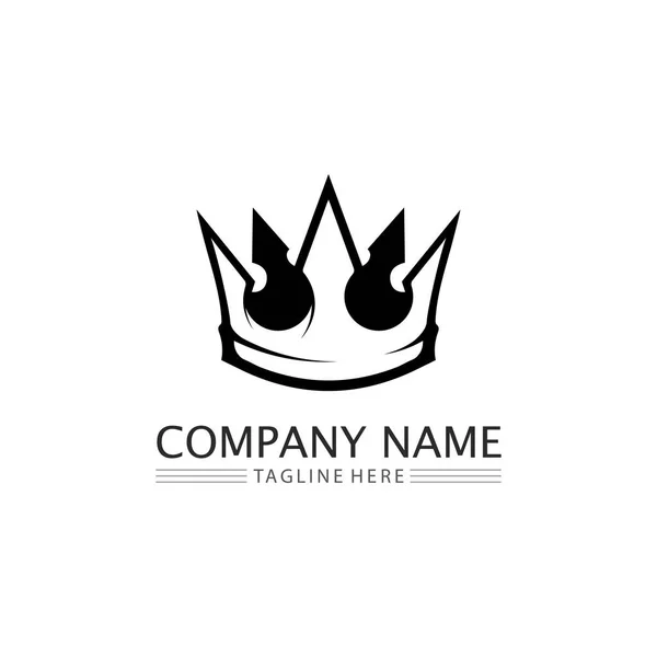 Logo Couronne Logo Roi Logo Reine Princesse Modèle Vectoriel Icône — Image vectorielle