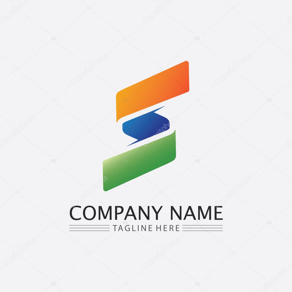S font and letter Business corporate S letter logo design vector