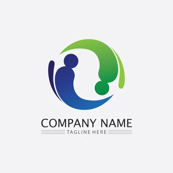 Logotipo Gente Equipo Trabajo Personas Éxito Grupo Comunidad Empresa Del — Vector de stock