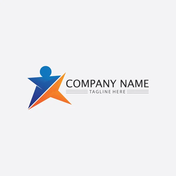 Logotipo Gente Equipo Trabajo Personas Éxito Grupo Comunidad Empresa Del — Vector de stock