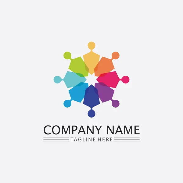 Logotipo Gente Equipo Trabajo Personas Éxito Grupo Comunidad Empresa Del — Archivo Imágenes Vectoriales
