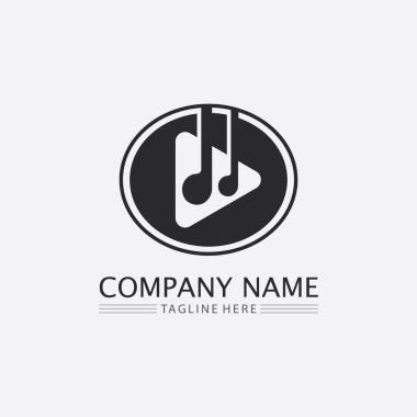 Ton ve Müzik Notu Simge Vektörü illüstrasyon tasarımı Ses dalgaları, ses, eşitleyici, soyut, logo vektör çizim şablonu