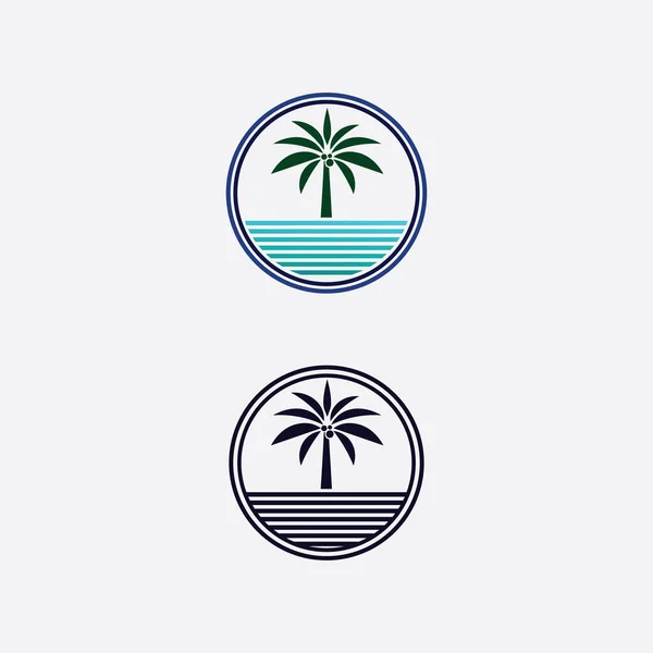 Palm Tree Summer Tropical Design Logo Template Vector Illustration — Stock Vector