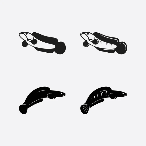 Channa Snakehead鱼 捕食者鱼 水下动物设计 标志和插图 — 图库矢量图片