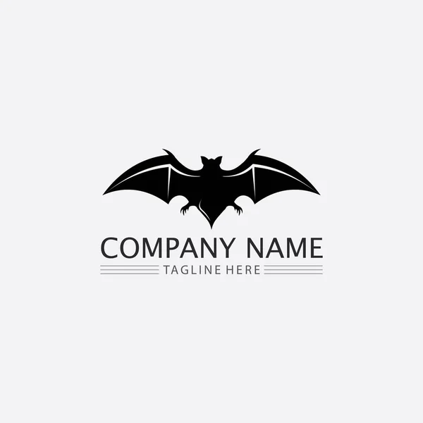 Logotipo Morcego Animal Vetor Asas Preto Halloween Vampiro Gótico Ilustração — Vetor de Stock