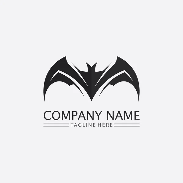 Logotipo Morcego Animal Vetor Asas Preto Halloween Vampiro Gótico Ilustração — Vetor de Stock