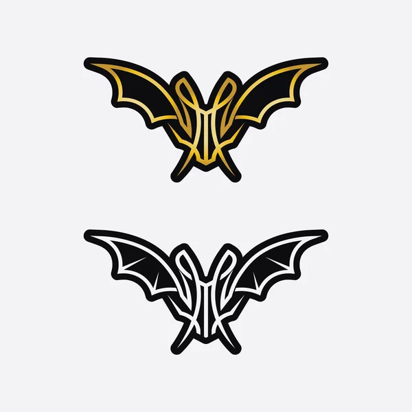 Bat Logo Animal Vector Wings Black Halloween Vampire Gothic Illustration — стоковый вектор