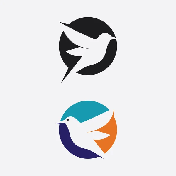 Vögel Und Schwalben Logo Design Und Vektor Tierflügel Und Fliegender — Stockvektor