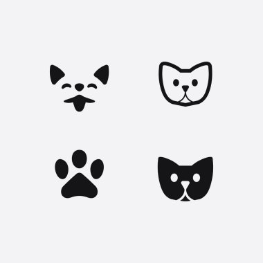 kedi logosu ve vektör hayvan ikonu kedi izi kedi yavrusu Calico logo köpek sembolü çizgi film karakteri çizim karalama tasarımı