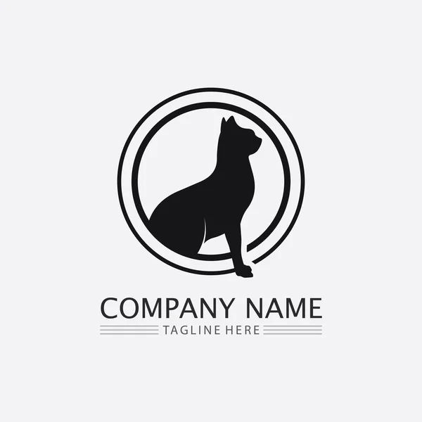 Gato Logotipo Vector Animal Icono Huella Gatito Calico Logotipo Perro — Archivo Imágenes Vectoriales