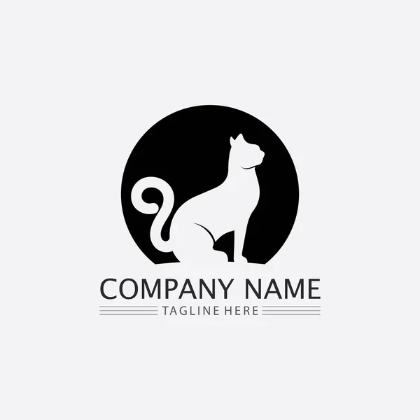 Gatto Logo Vettore Animale Icona Impronta Gattino Calico Logo Cane — Vettoriale Stock