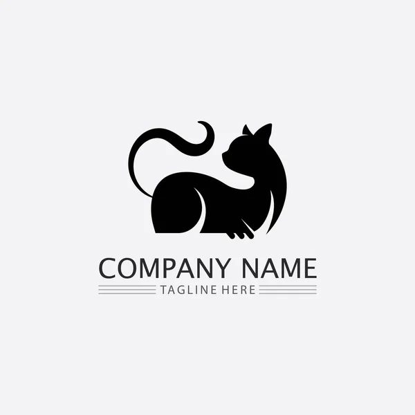 猫のロゴとベクトル動物のアイコンフットプリント子猫のカリコのロゴ犬のシンボル漫画のキャラクターサインイラストドアのデザイン — ストックベクタ