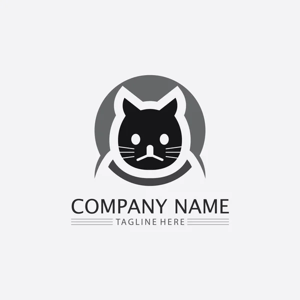 Gato Logotipo Vector Animal Icono Huella Gatito Calico Logotipo Perro — Archivo Imágenes Vectoriales