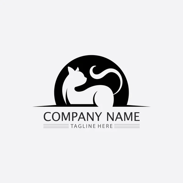 Gatto Logo Vettore Animale Icona Impronta Gattino Calico Logo Cane — Vettoriale Stock
