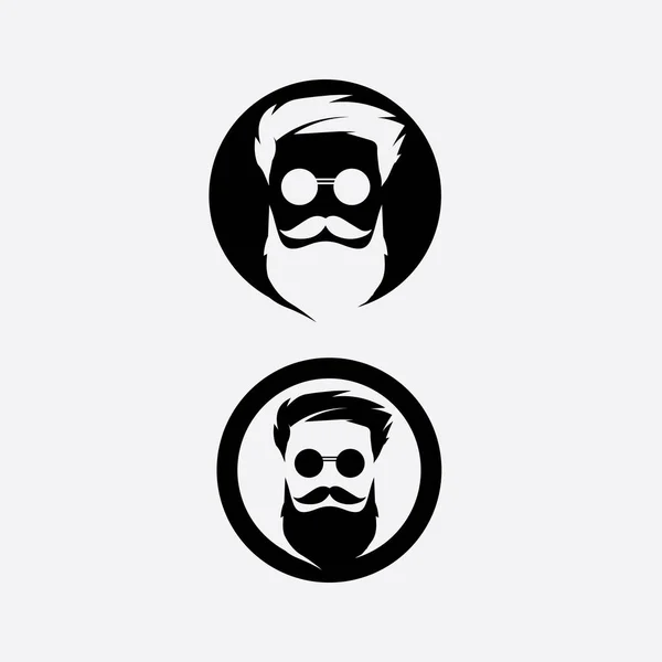 ヴィンテージバーバーショップのロゴやデザインは ラベル バッジ ロゴの背景イラストを埋め込みます — ストックベクタ
