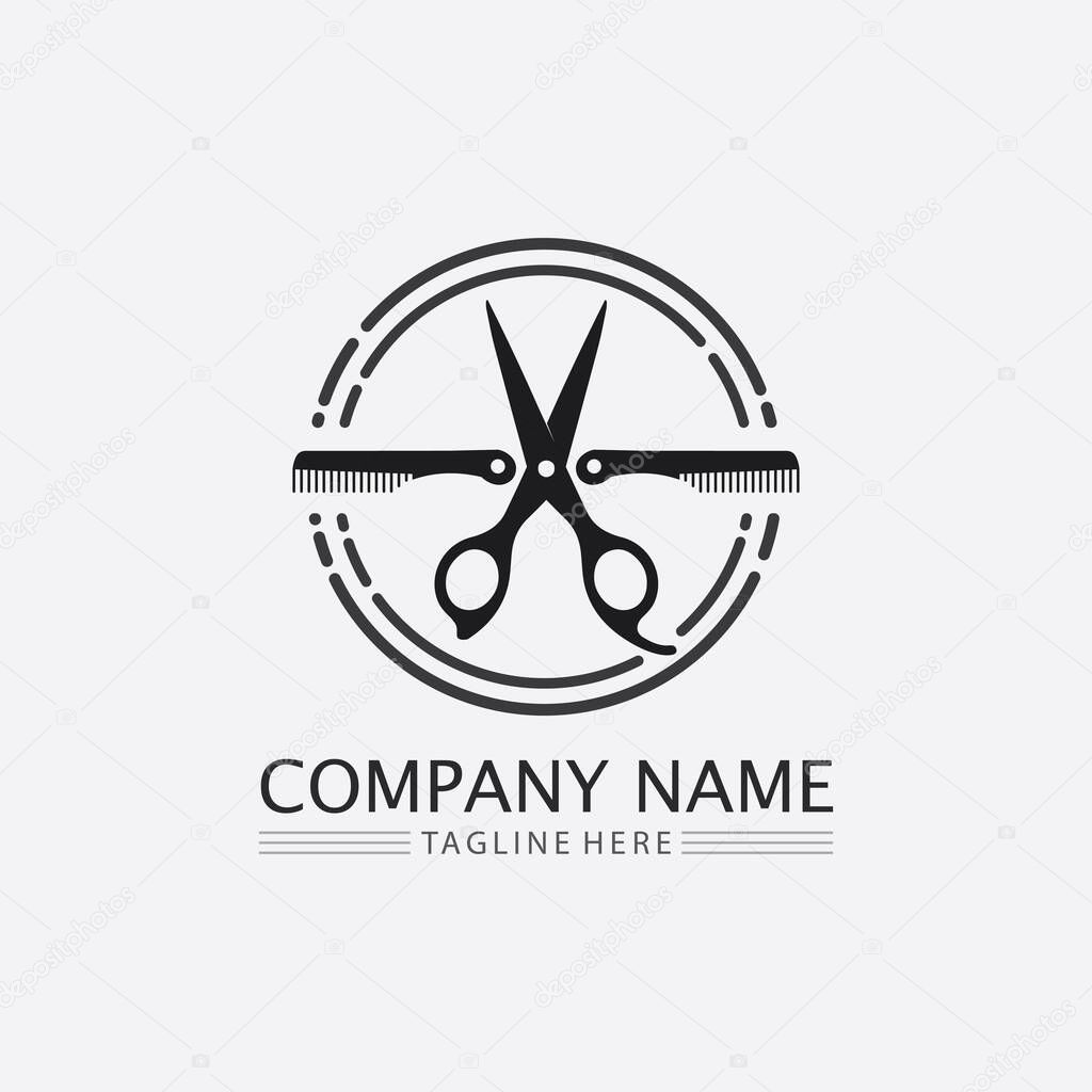 Vintage barbershop logo and design emblems labels, badges, logos background illustration