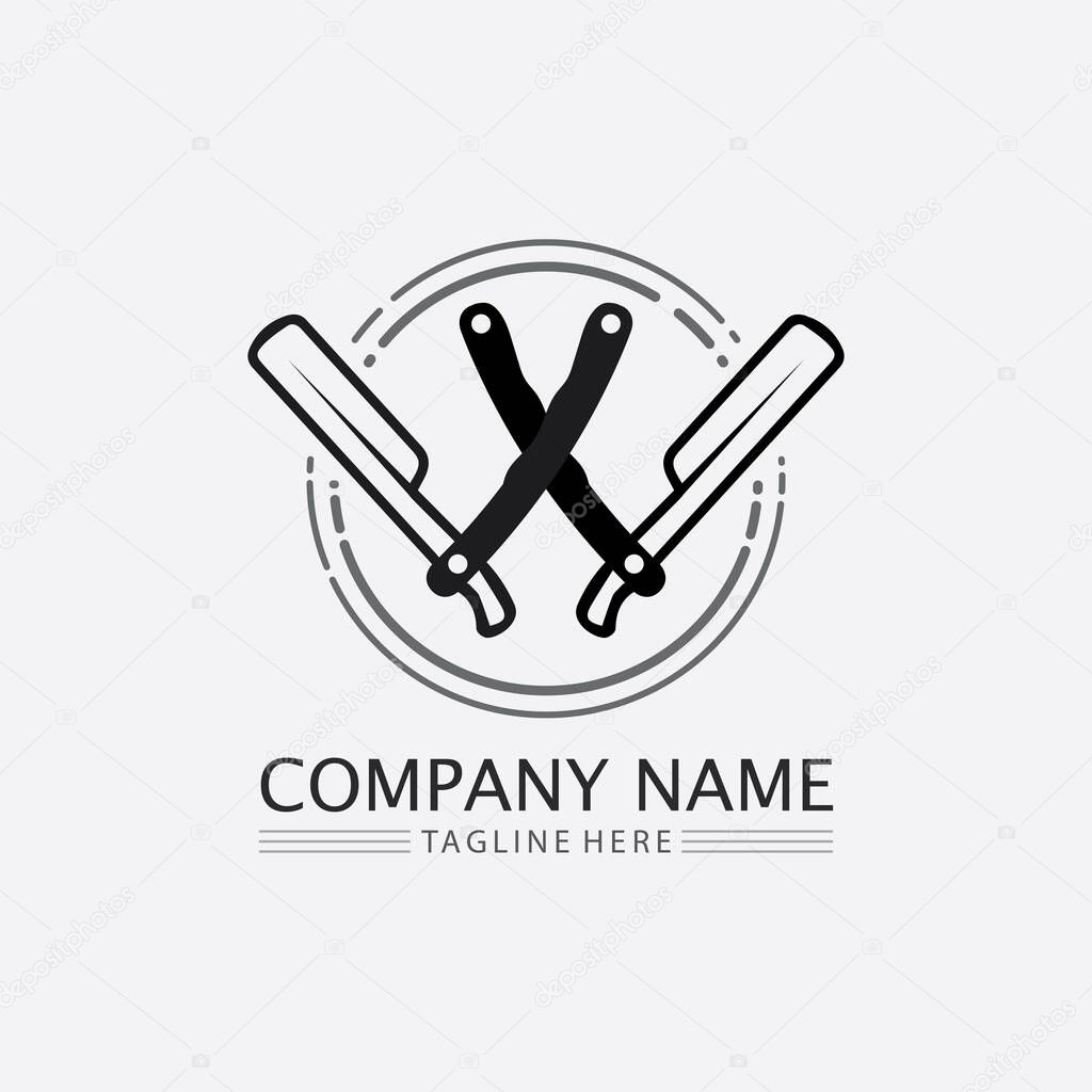 Vintage barbershop logo and design emblems labels, badges, logos background illustration