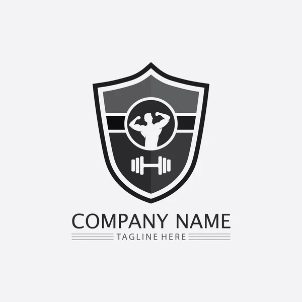 Objeto Gym Vector Iconos Para Etiqueta Deportiva Insignia Del Gimnasio — Vector de stock