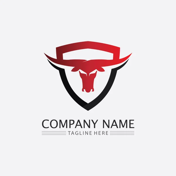 Taureau Tête Buffle Vache Animal Logo Mascotte Vecteur Conception Pour — Image vectorielle