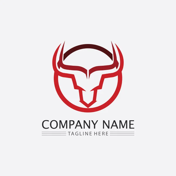 Булл Буйвола Голова Корови Талісман Логотип Дизайну Спортивного Рогу Буйвола — стоковий вектор