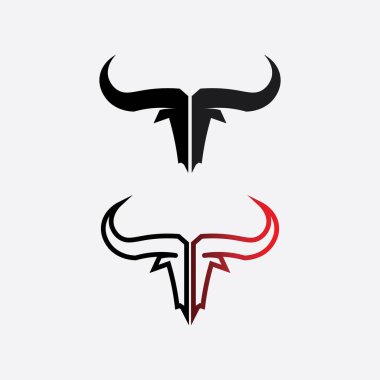 Boğa ve bufalo başlı inek maskotu logosu spor boynuzu hayvan memelilerinin baş logosu vahşi matador için tasarım vektörü
