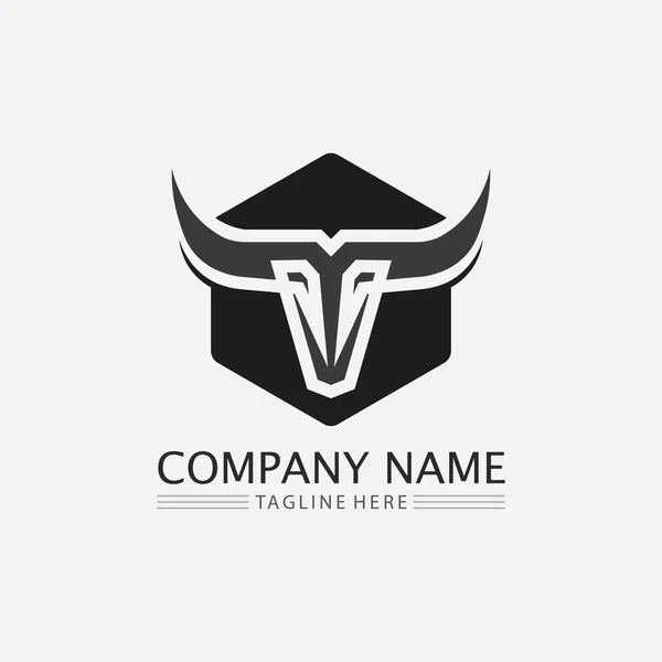 Bull Buffel Hoofd Koe Dier Mascotte Logo Ontwerp Vector Voor — Stockvector