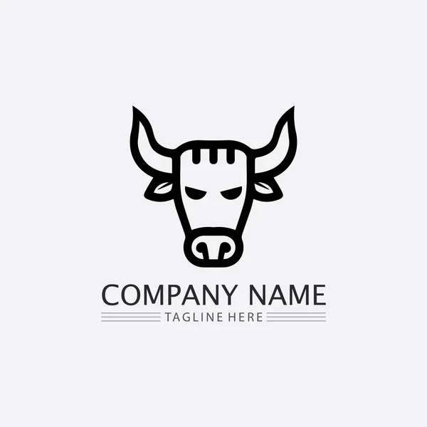 Ταύρος Και Βουβάλια Κεφάλι Αγελάδας Ζώων Μασκότ Λογότυπο Σχεδιασμό Φορέα — Διανυσματικό Αρχείο