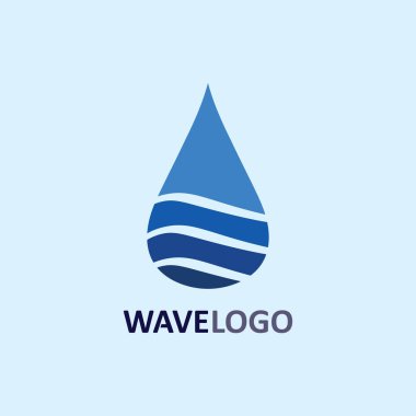 dalga simgesi ve su damlası vektör çizim logo işi