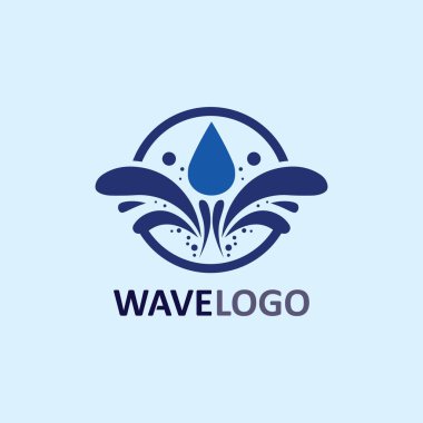 dalga simgesi ve su damlası vektör çizim logo işi
