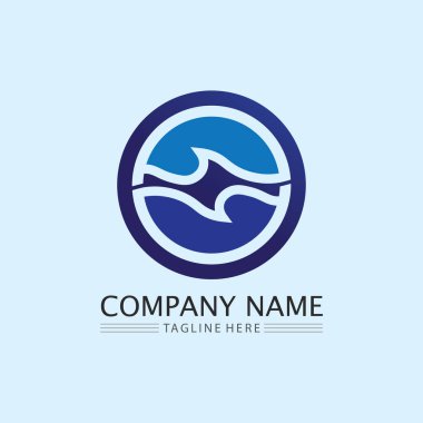 dalga simgesi ve su damlası vektör çizim logo işi