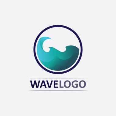 dalga simgesi ve su damlası vektör çizim logo işi
