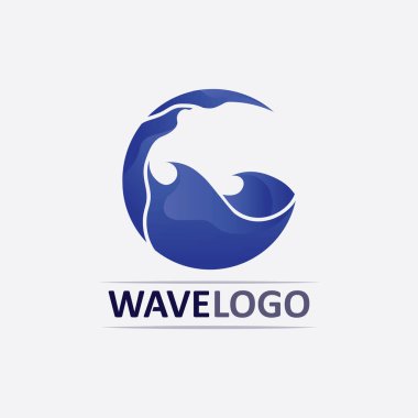 dalga simgesi ve su damlası vektör çizim logo işi