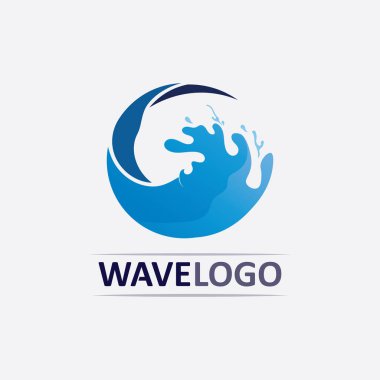 dalga simgesi ve su damlası vektör çizim logo işi