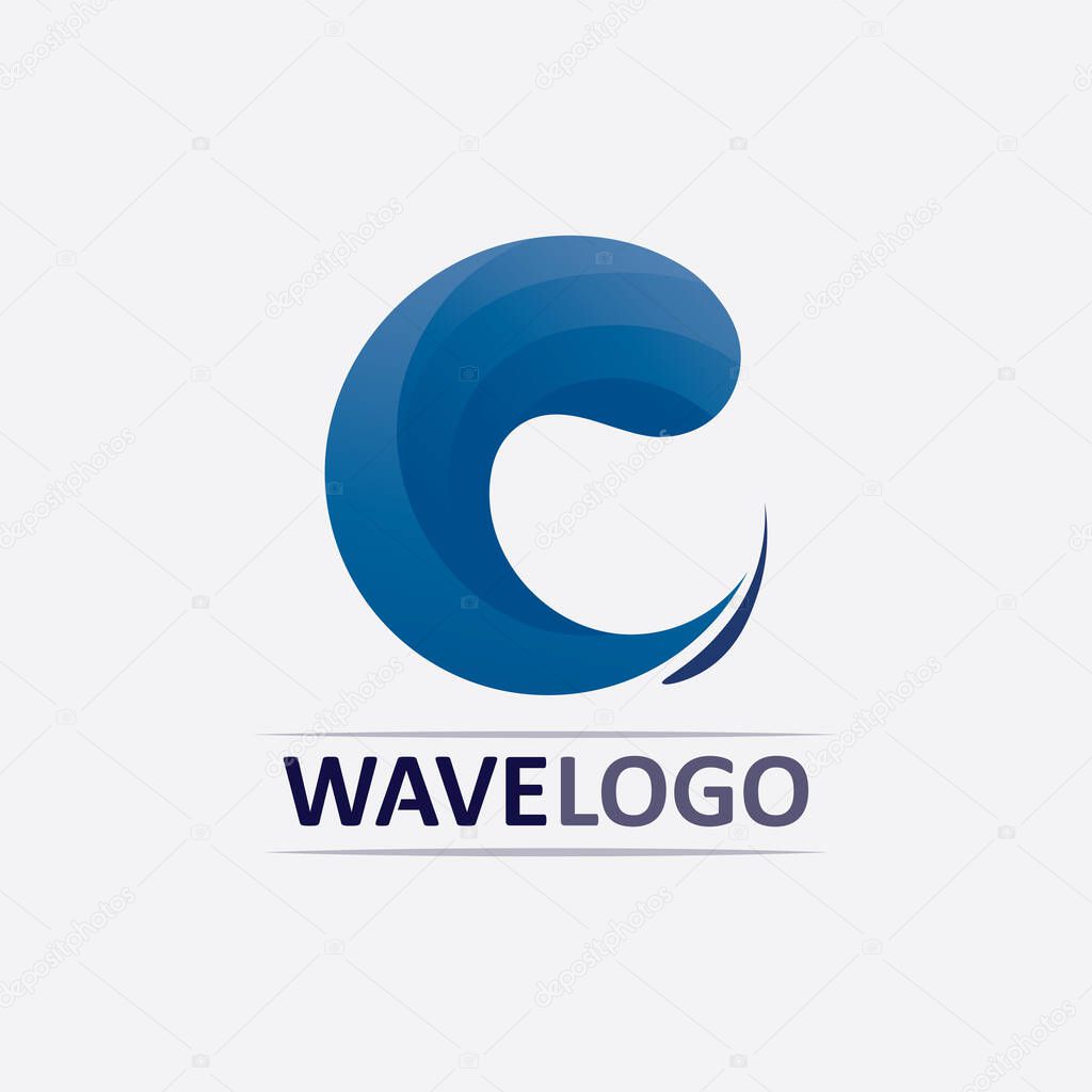 Wave icon and water drop vector illustration design logo business