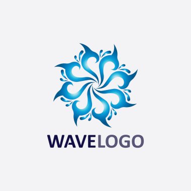 dalga simgesi ve su damlası vektör çizim logo işi