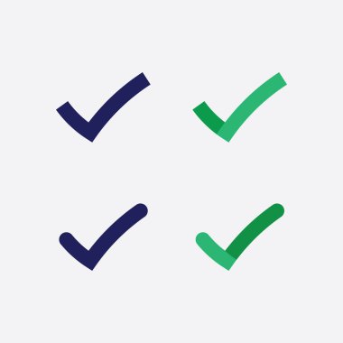 Kontrol listesi logo vektörü veya simgesi. Yeşil renkli gösterimde kene sembolü. Onaylama veya denetleme tasarımı için onay sembolünü kabul et