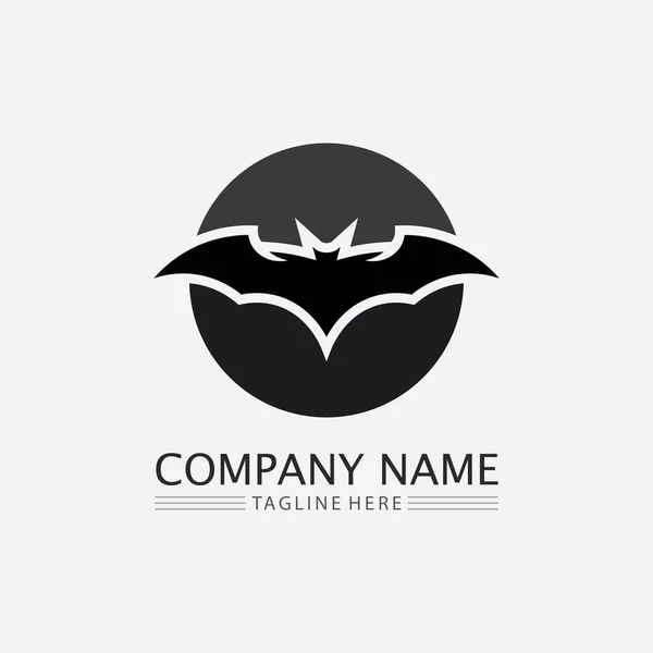 Logotipo Morcego Animal Vetor Asas Preto Halloween Vampiro Gótico Ilustração — Vetor de Stock