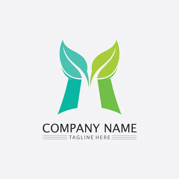 Leaf Nature Tree Logo Business Vector Green Plant Ecology Design — Stockový vektor