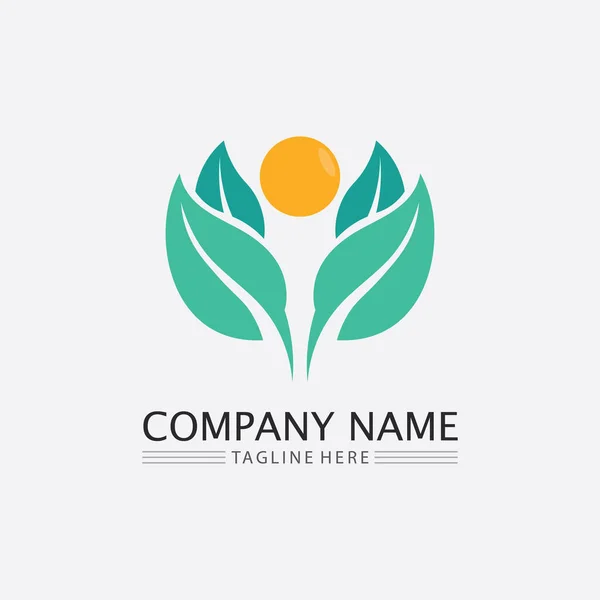 Leaf Hature Tree Logo Business Vector Green Plant Ecology Design — стоковый вектор