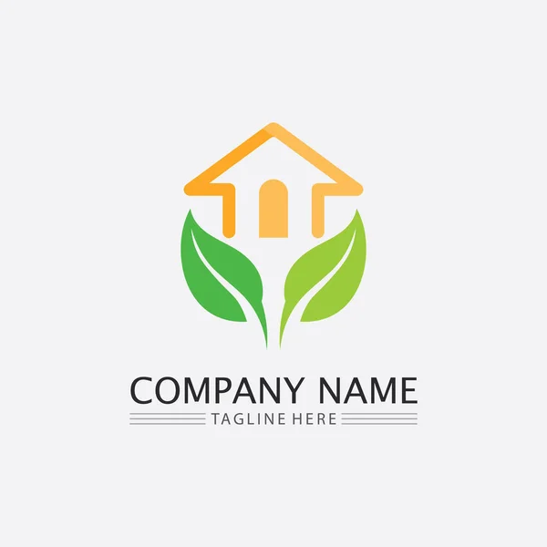 Business Vector Green Plant Ecoign Icon的叶绿素和自然树Logo — 图库矢量图片