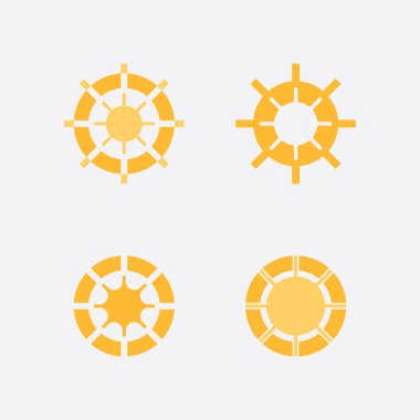 Güneş ve yaz Vektör illüstrasyonu Simge Logo Şablonu tasarımı