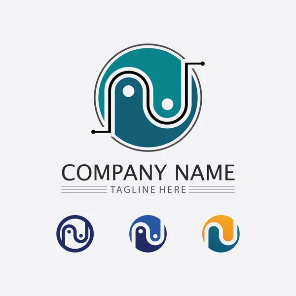 Letter Fnt Logo Template Vector Icon Illustration Design — ストックベクタ