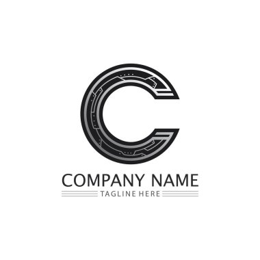 C Harfi Logosu ve C Şablon vektör simgesi tasarımı