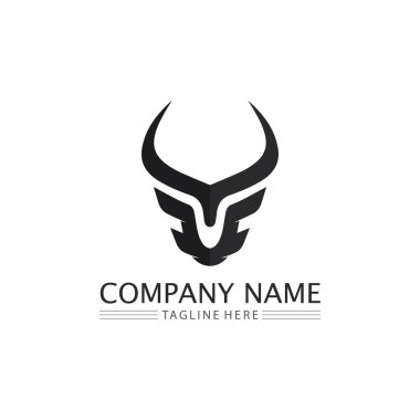 Boğa ve bufalo başlı inek maskotu logosu spor boynuzu hayvan memelilerinin baş logosu vahşi matador için tasarım vektörü