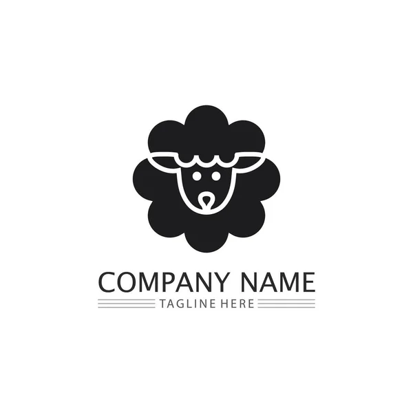 Pecore Vettoriale Icona Animale Logo Disegno Silhouette Illustrazione — Vettoriale Stock