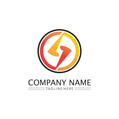 güç vektörü, flaş ogo ve yıldırım ve ikon elektrik illüstrasyon şablonu tasarımı 
