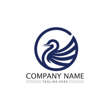 Kuşlar ve güvercin logosu tasarımı ve vektör hayvan kanatları ve uçan kuş.