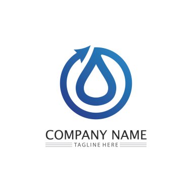 dalga simgesi ve su damlası vektör çizim logo işi