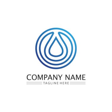 dalga simgesi ve su damlası vektör çizim logo işi